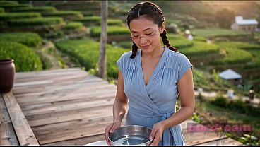 POV Asian Kaya Gets Naked in Golden Fields