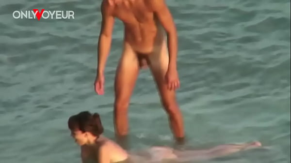 Passionate Couple in a Beach Voyeur Scene