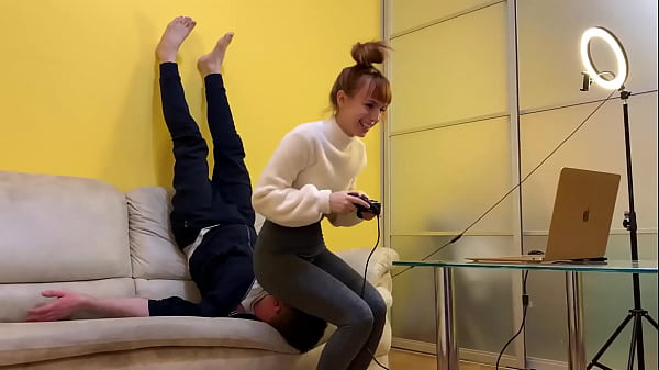 Cute Young Gamer-Girl In Tight Yoga Pants – Use Her Slave Like a Human Furniture For Ignored Face Sitting Femdom (Preview)